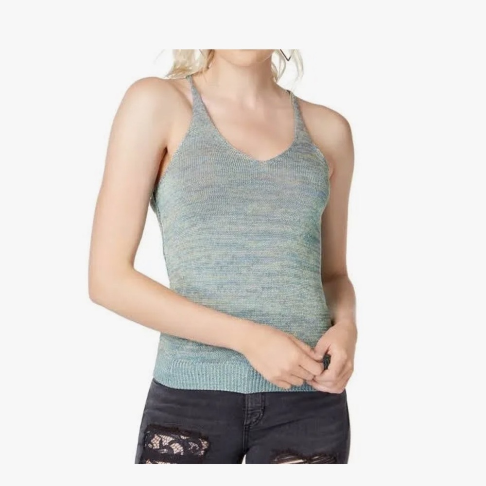 Guess Women’s Multicolor Knit Tank Top - Seafoam Blue